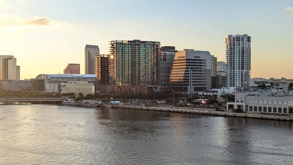 Tampa skyline over the water at dusk