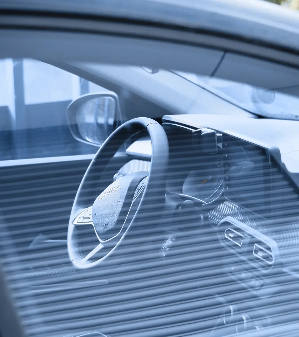 Dashboard seen through tinted glass